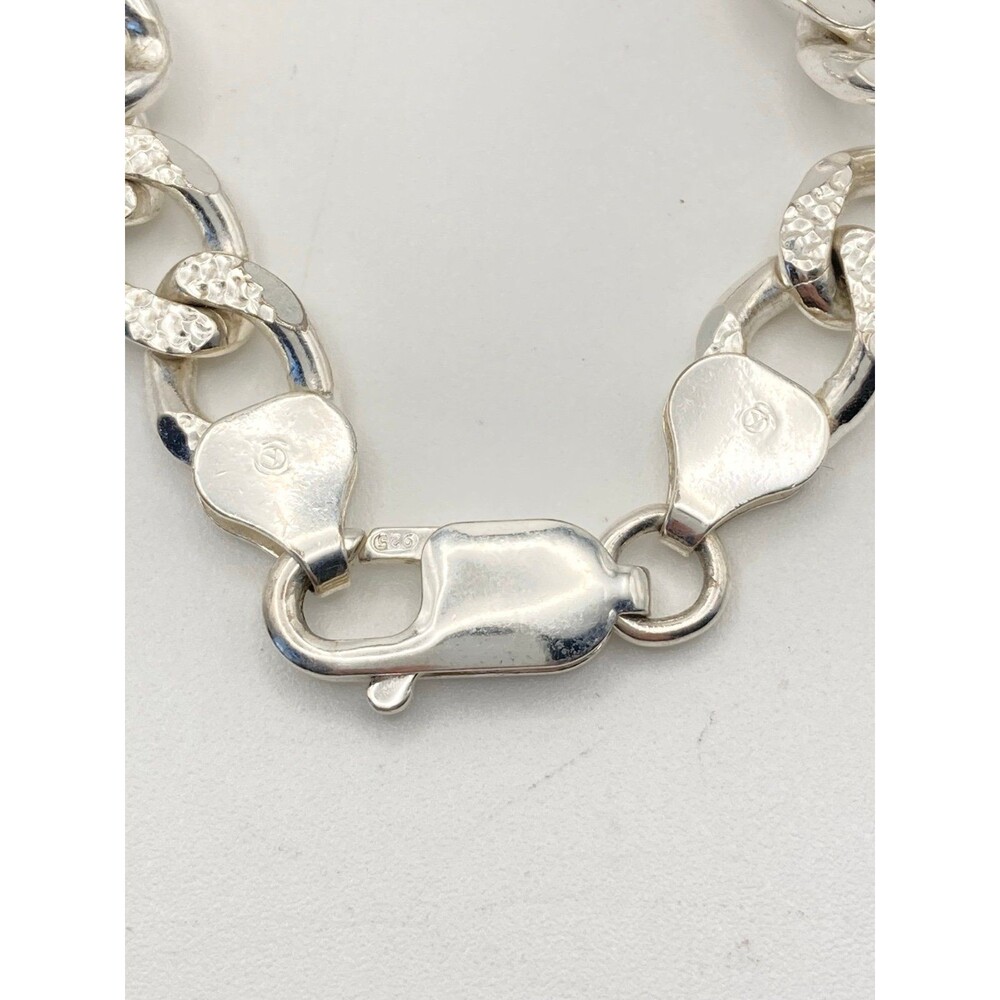7.5mm super heavy 925 Italy sterling silver Cuban link chain reversible necklace - Picture 10 of 12
